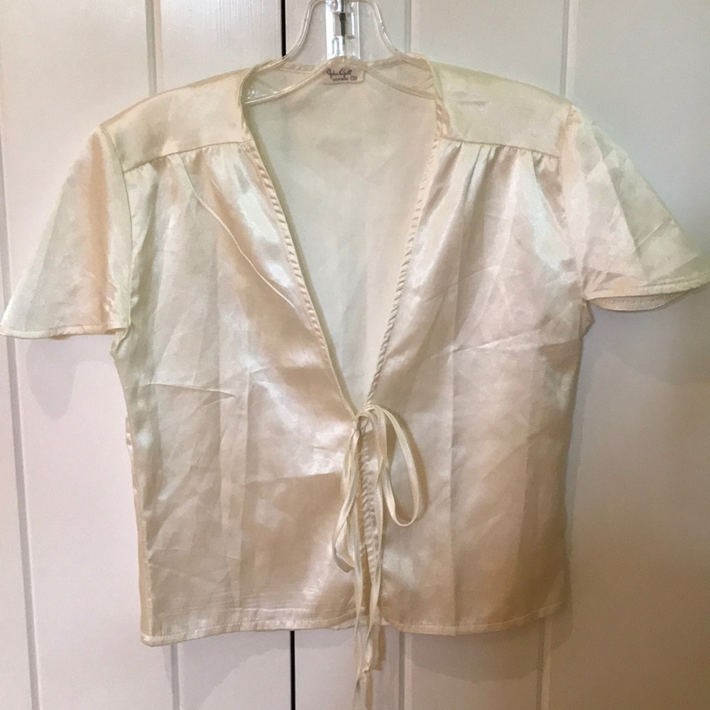 John Galt satin tie front top